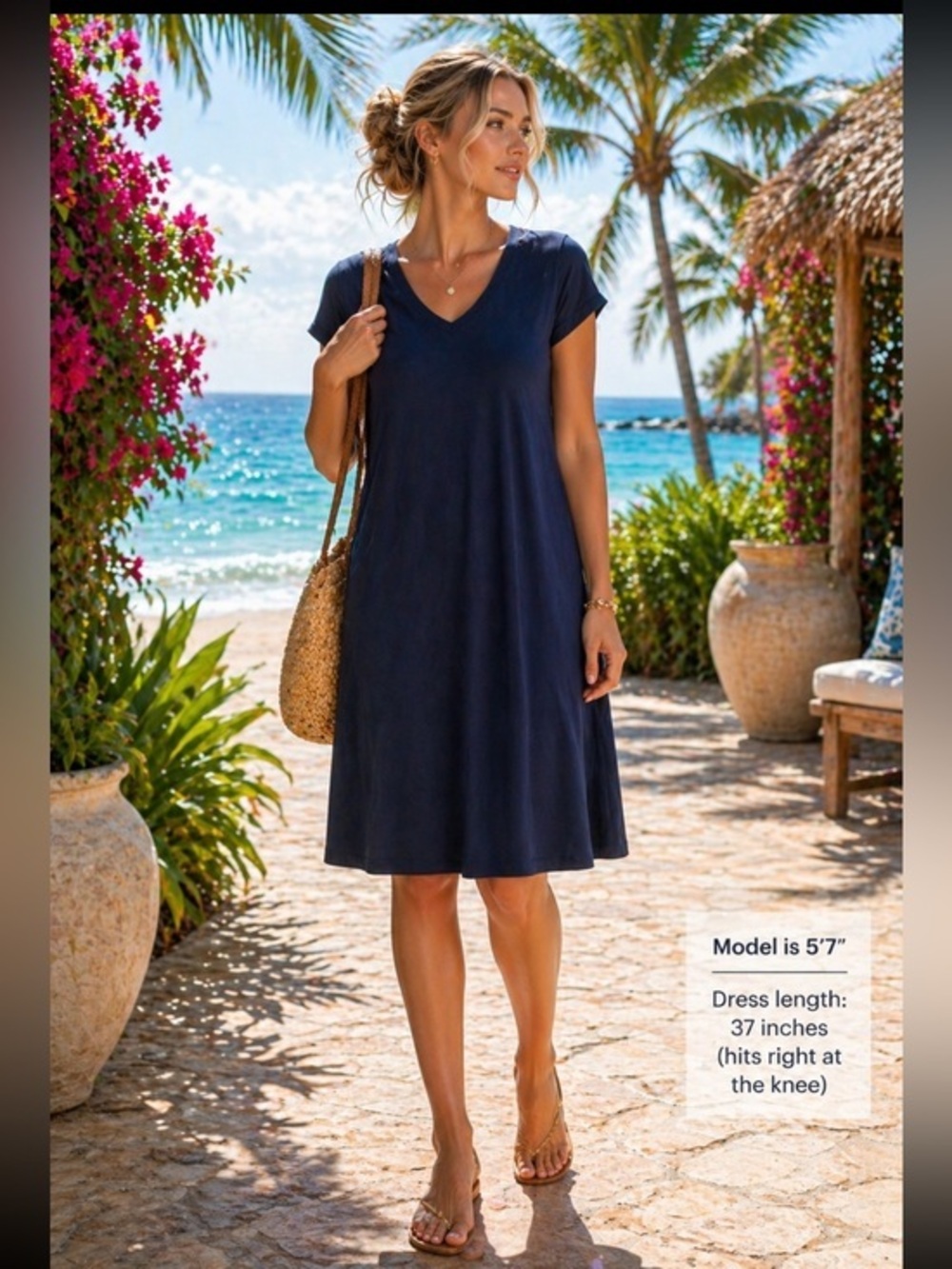 J. Jill tshirt dress navy blue NWT LP